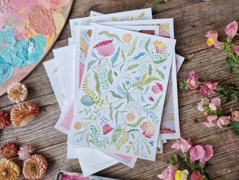 Et kunstverk med blomster malt av TegneGuro