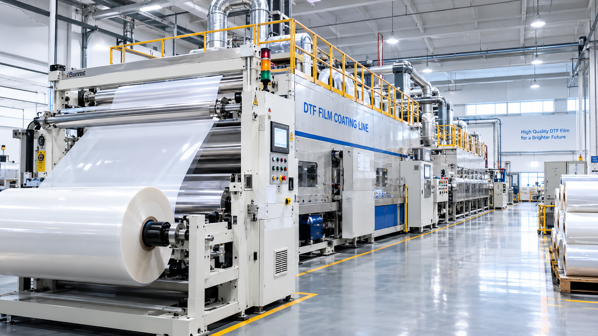 DTF film coating production line at a heat transfer materials factory