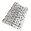 Sheet of custom printed tagless heat transfer care labels with sizes for apparel bulk order