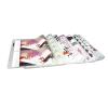 Stacked custom heat transfer PET release film sheets featuring high-definition printed graphics