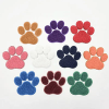 Collection of multi-color dog paw print chenille iron-on patches for pet accessories and clothing