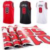 Red black and white sports jerseys customized with heat transfer numbers and player names