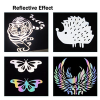 Silver and rainbow holographic reflective heat transfer designs for customizable apparel