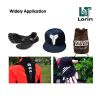 Various applications of reflective iron on transfers on shoes, caps, backpacks, and sportswear