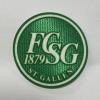 Round green custom flock heat transfer crest patch with 3D textured finish for football club logos