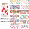 Custom strawberry and Easter bunny UV DTF glass cup wraps catalog with fast 1-2 day dispatch
