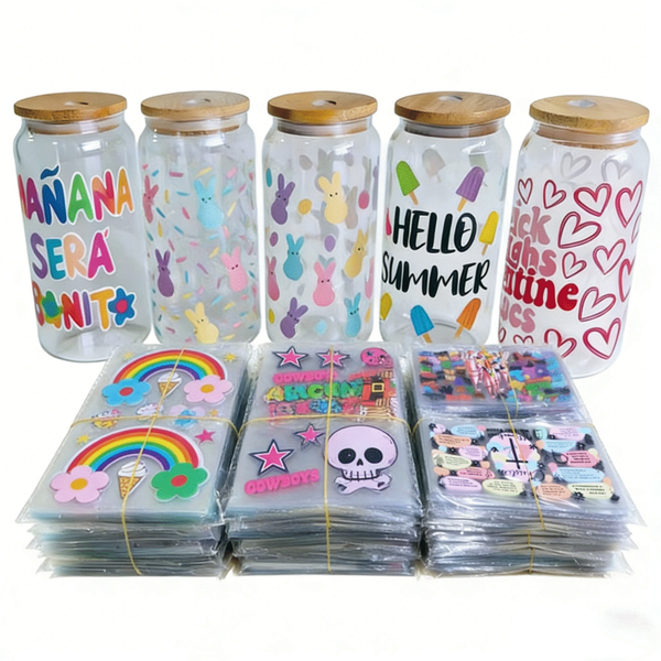 Wholesale Custom 40 20 16 oz Cup UV DTF Warps StickersTransfers Waterproof Durable Printing Decals for Glass Cups