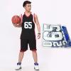 Basketball player wearing a team jersey printed with custom heat transfer number 65