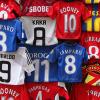 Custom PU heat transfer vinyl name and number letters printed on football jerseys