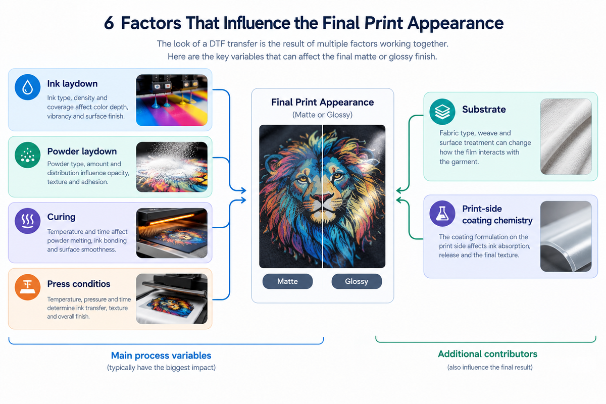 Factors that determine the finished surface of a DTF print