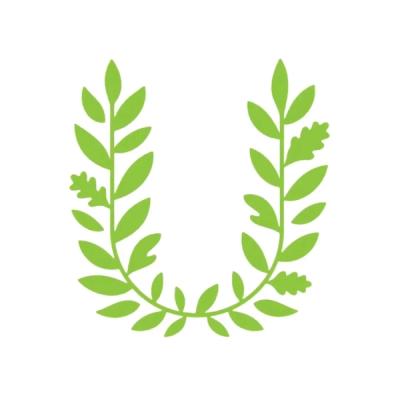 Flat illustration of a laurel in the shape of a letter "U"