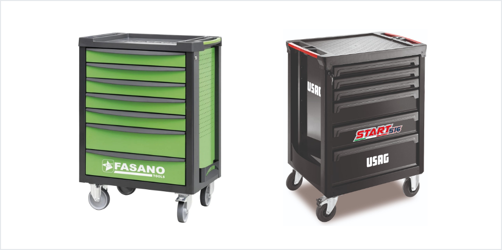 un carrello verde e un carrello nero