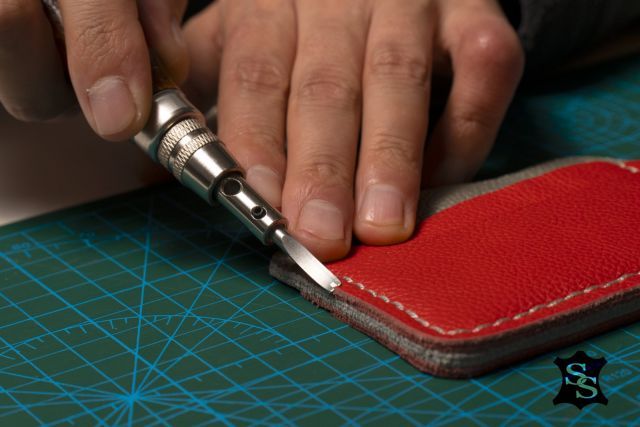 Set di portacarte in pelle con logo impresso