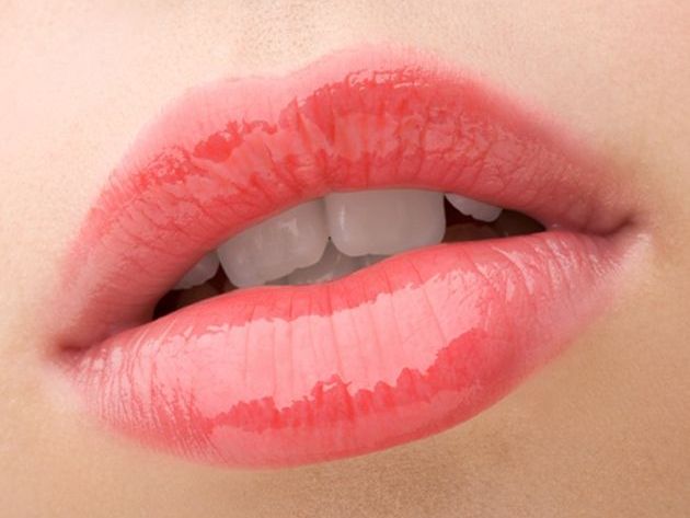 Lip blushing tattoo on lips