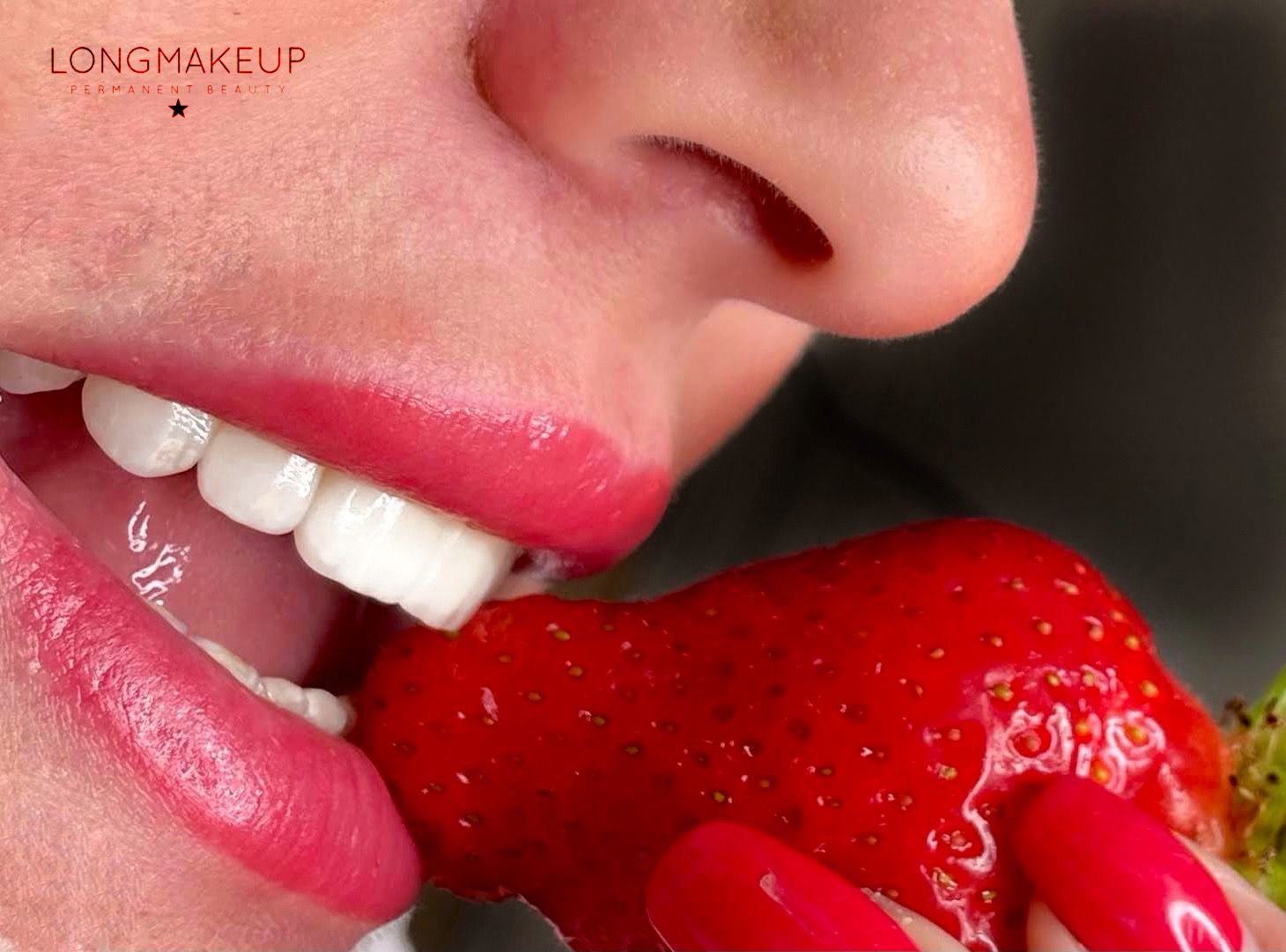 Lip contour tattoo strawberry