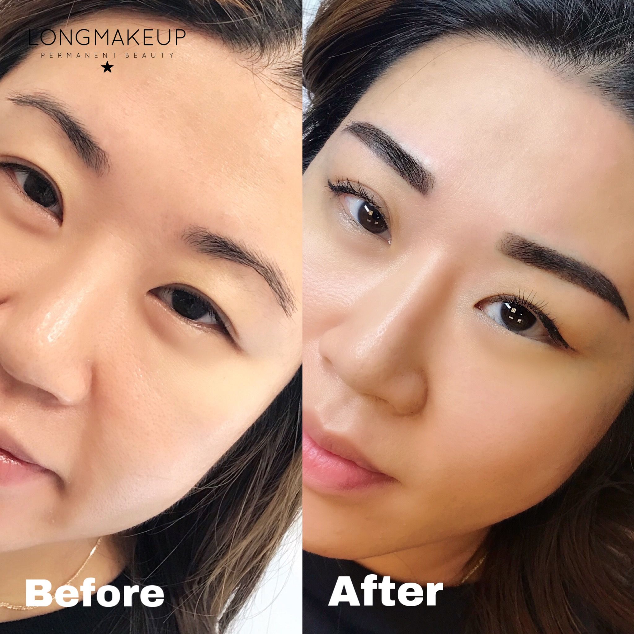 Powder brows before and after