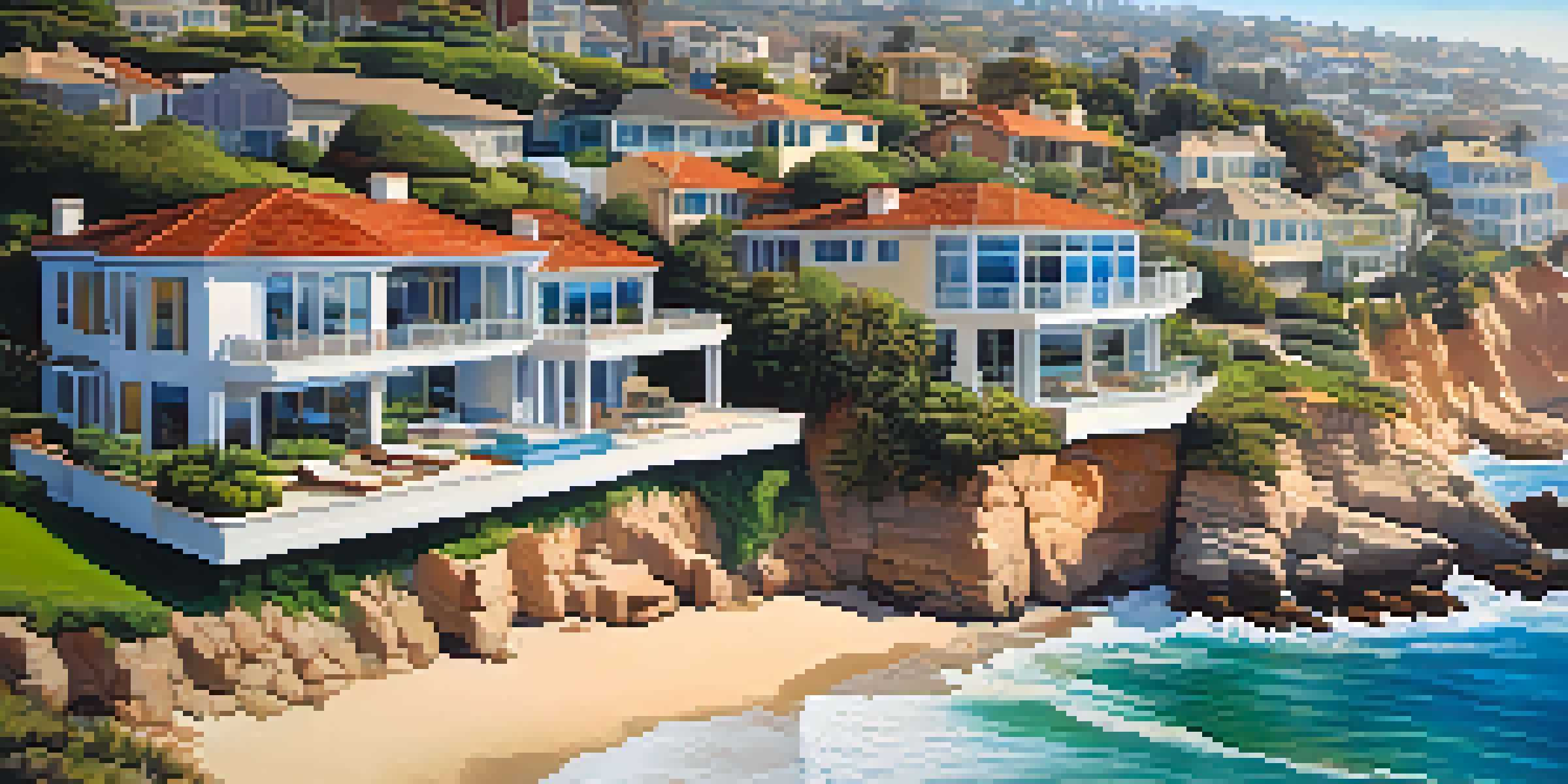 Aerial view of La Jolla featuring luxurious homes overlooking the ocean and sandy beaches.