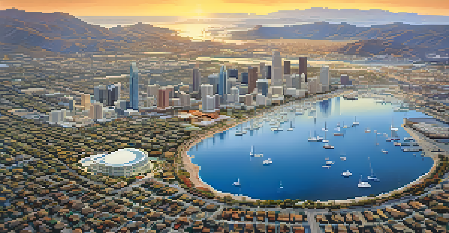An aerial view of San Diego, highlighting the contrast between coastal and inland microclimates.