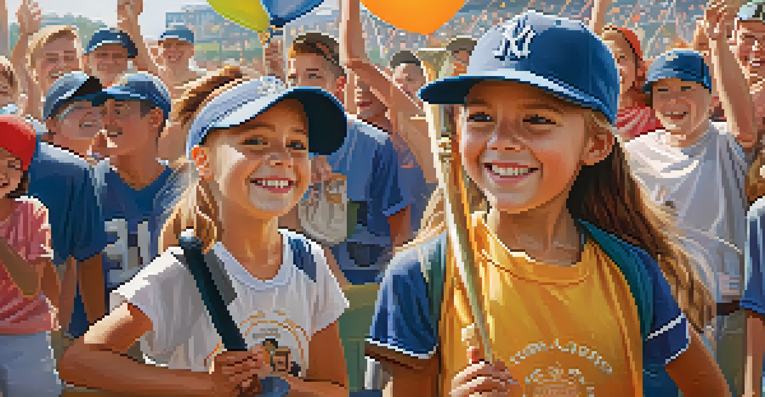 A young girl proudly holding a trophy, surrounded by her happy teammates celebrating their victory.