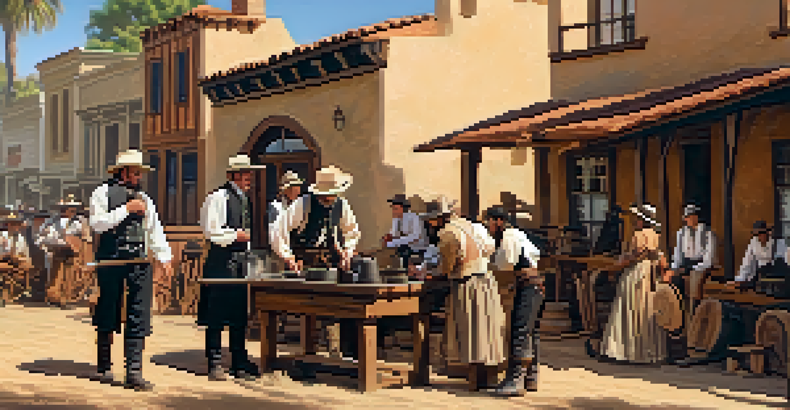 Historical reenactment in Old Town with actors in 19th-century clothing demonstrating blacksmithing.