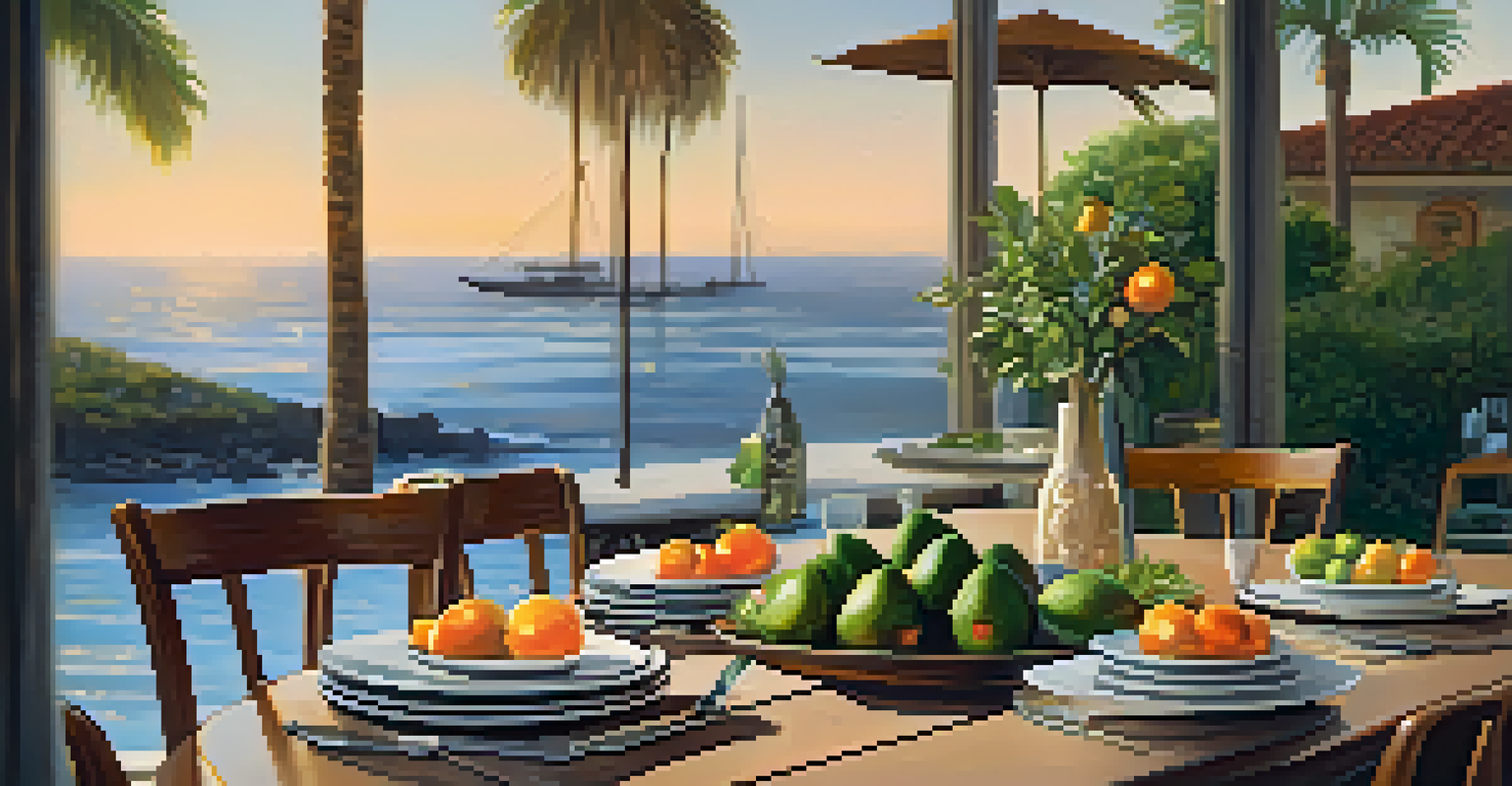 An outdoor dining table in San Diego featuring fresh local ingredients and elegant table settings.