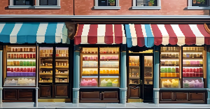 A colorful gelato shop in Little Italy, showcasing various gelato flavors in a glass case with customers enjoying their treats.