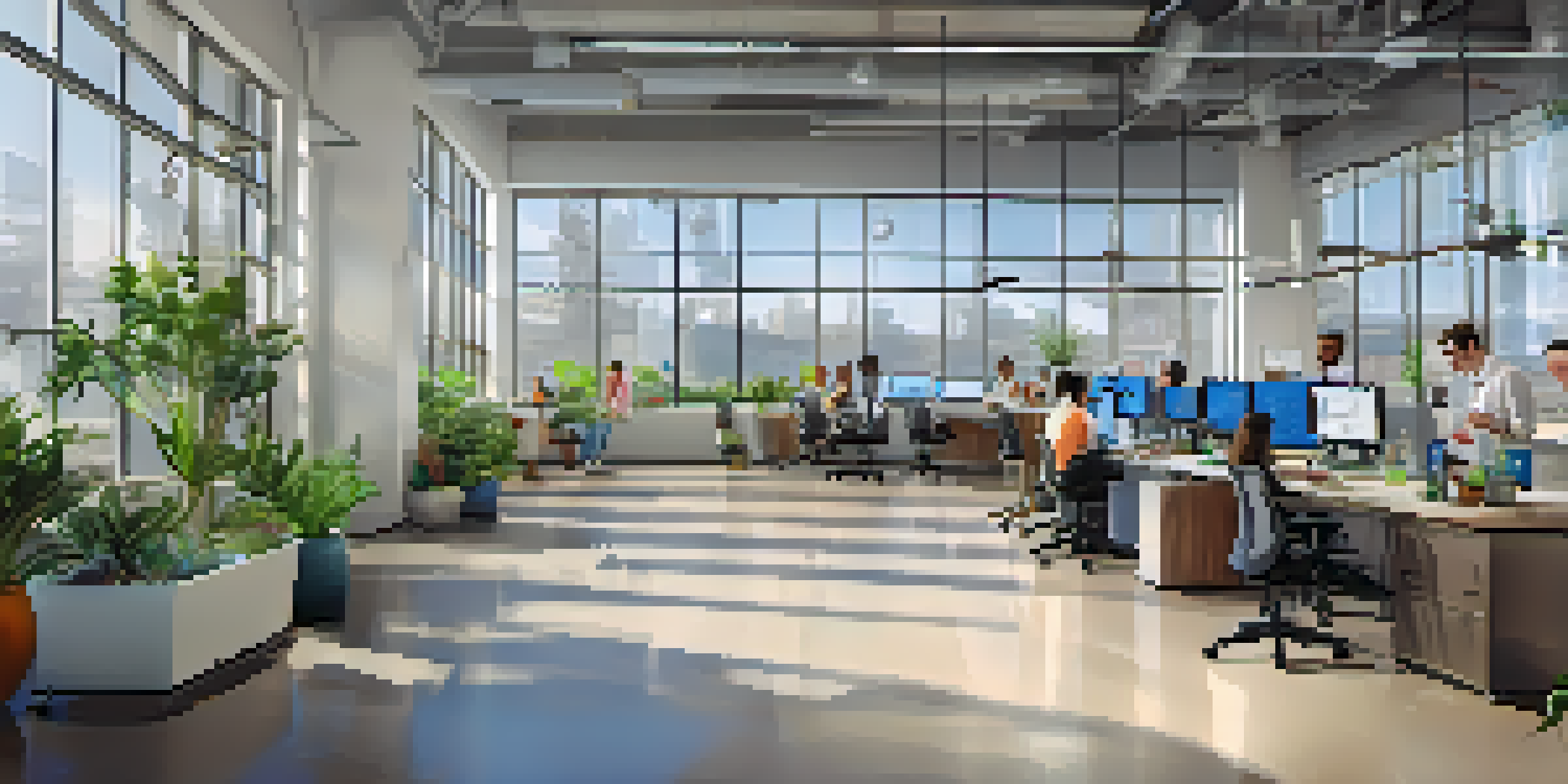 A vibrant biotech startup office in San Diego with diverse teams working together, filled with natural light and high-tech equipment.