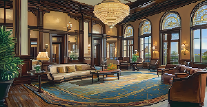 A beautifully designed lobby of a historic hotel in San Diego, showcasing Victorian architecture and warm lighting.