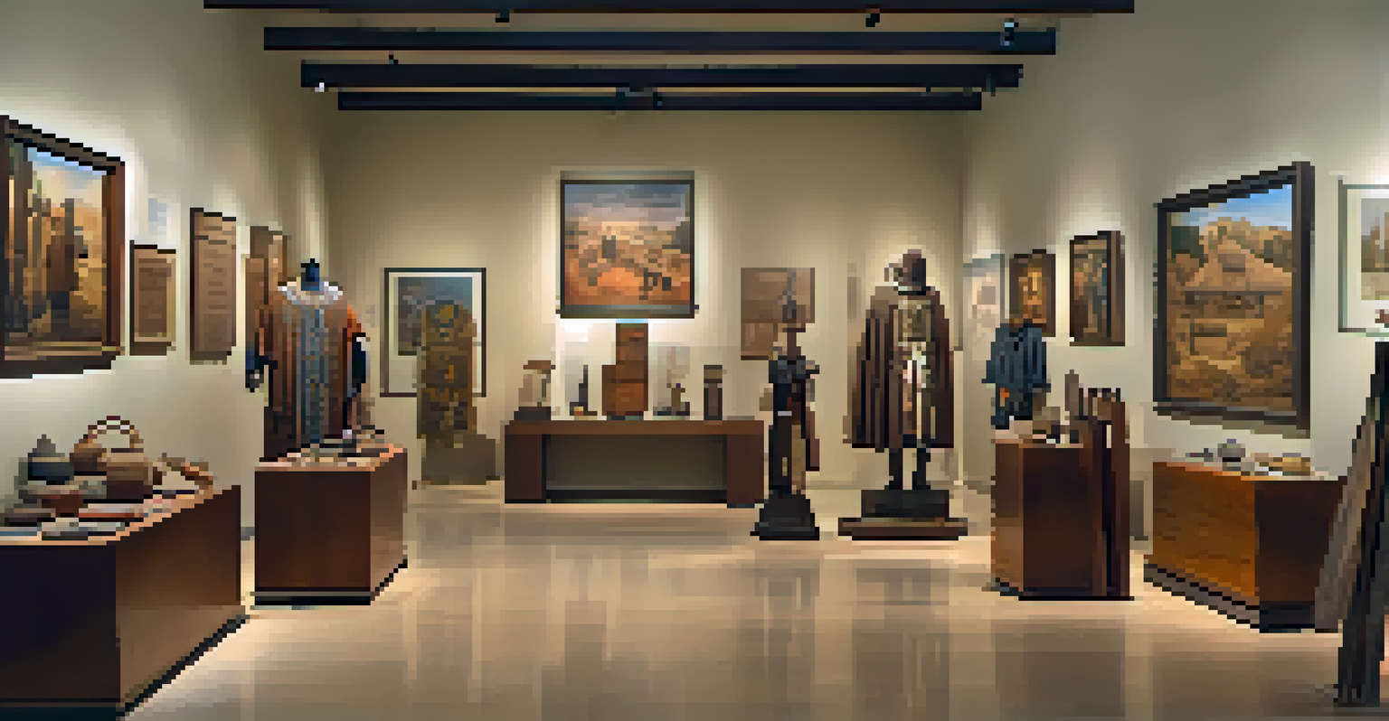 Inside the Junipero Serra Museum, showcasing artifacts from California's indigenous cultures in a well-lit exhibit.