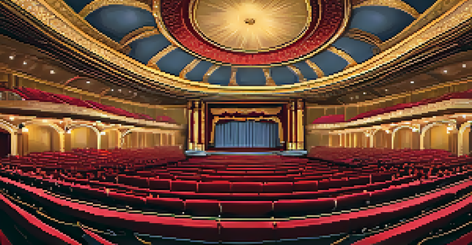 Interior view of the Balboa Theatre, highlighting ornate decorations and soft golden lighting.