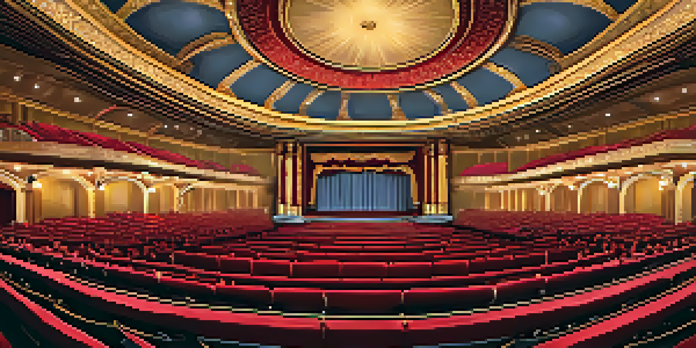 Interior view of the Balboa Theatre, highlighting ornate decorations and soft golden lighting.