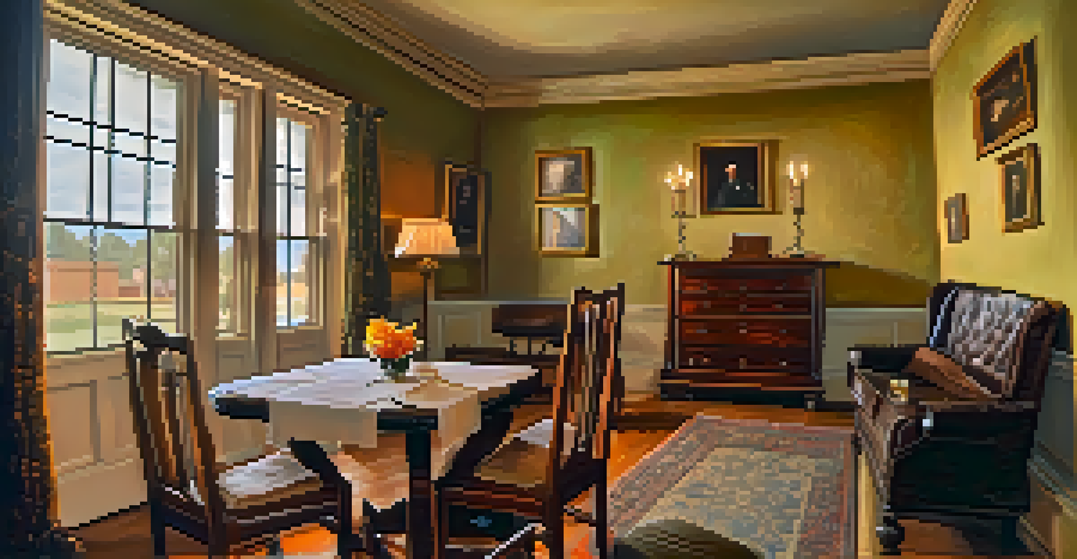 An interior view of the Whaley House, featuring vintage 19th-century furniture and a warm, inviting atmosphere.