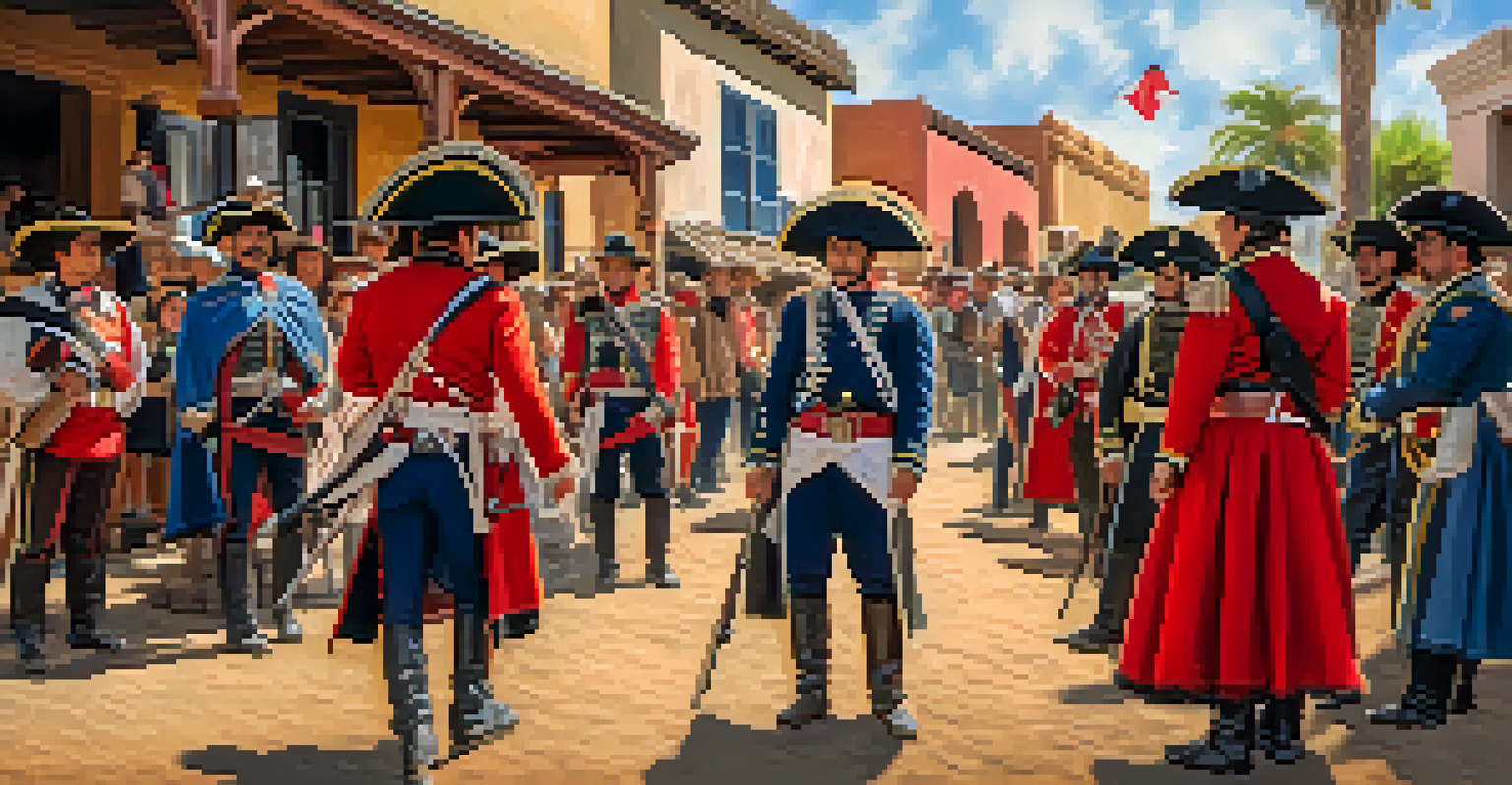 A reenactment scene in Old Town San Diego State Historic Park with actors in historical costumes.
