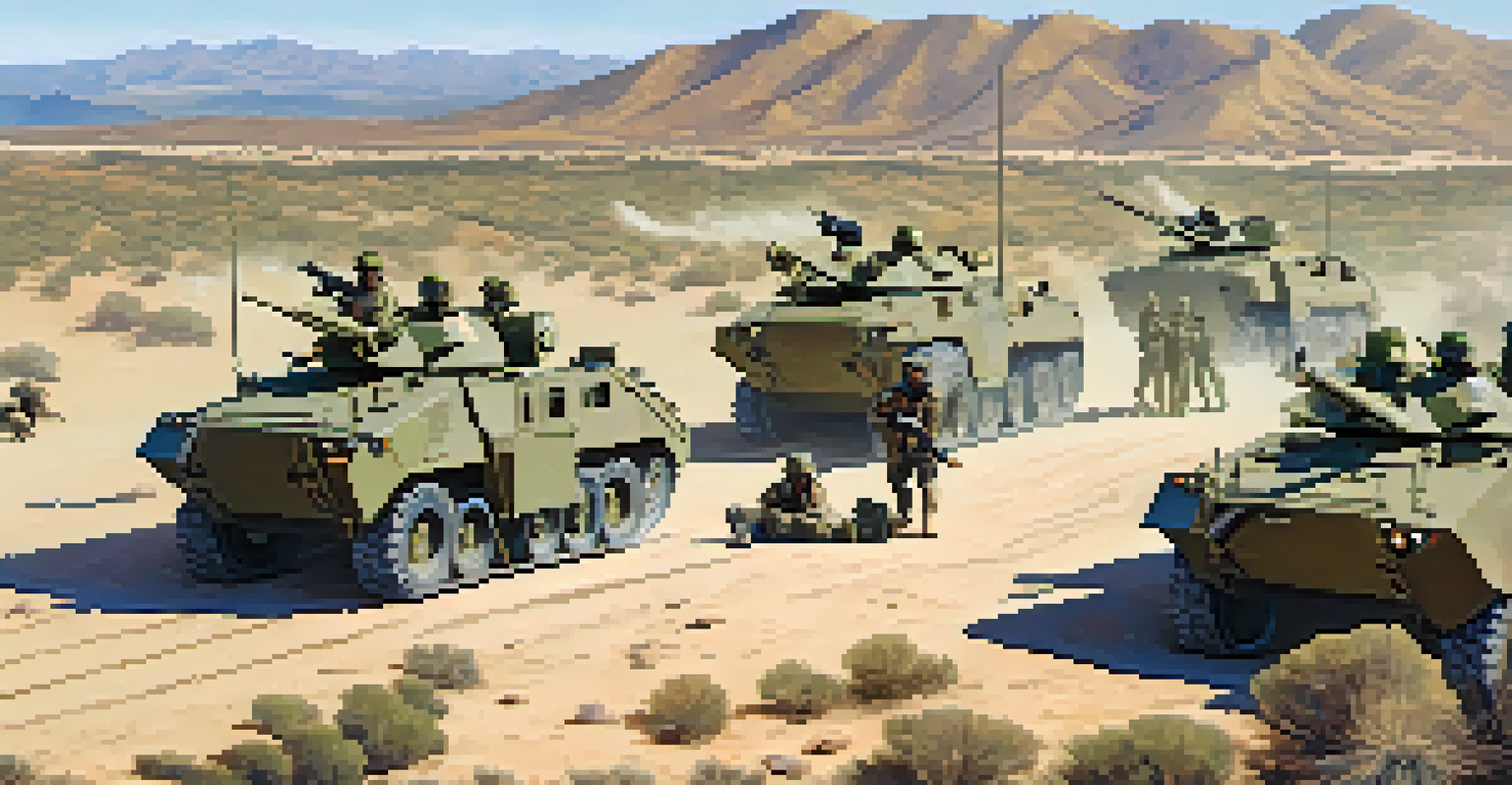 Aerial view of military personnel conducting drills in a desert landscape near San Diego.