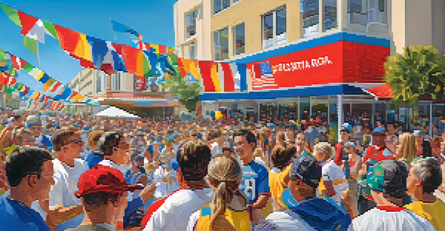 A community event in San Diego with families cheering for young athletes competing in various sports.