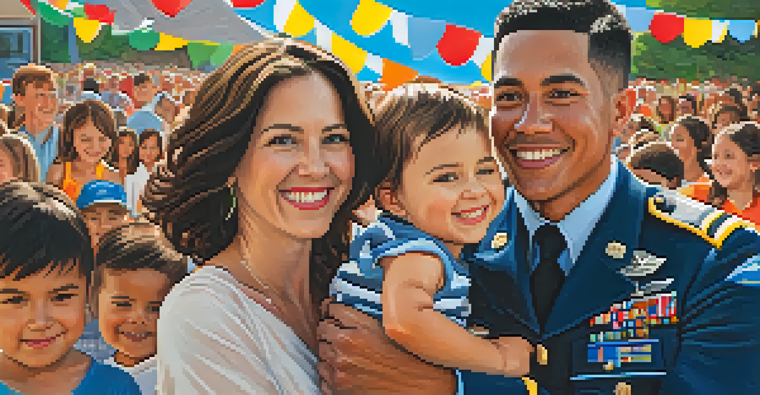 A military family enjoying a community event in San Diego, with parents in uniform and children smiling.