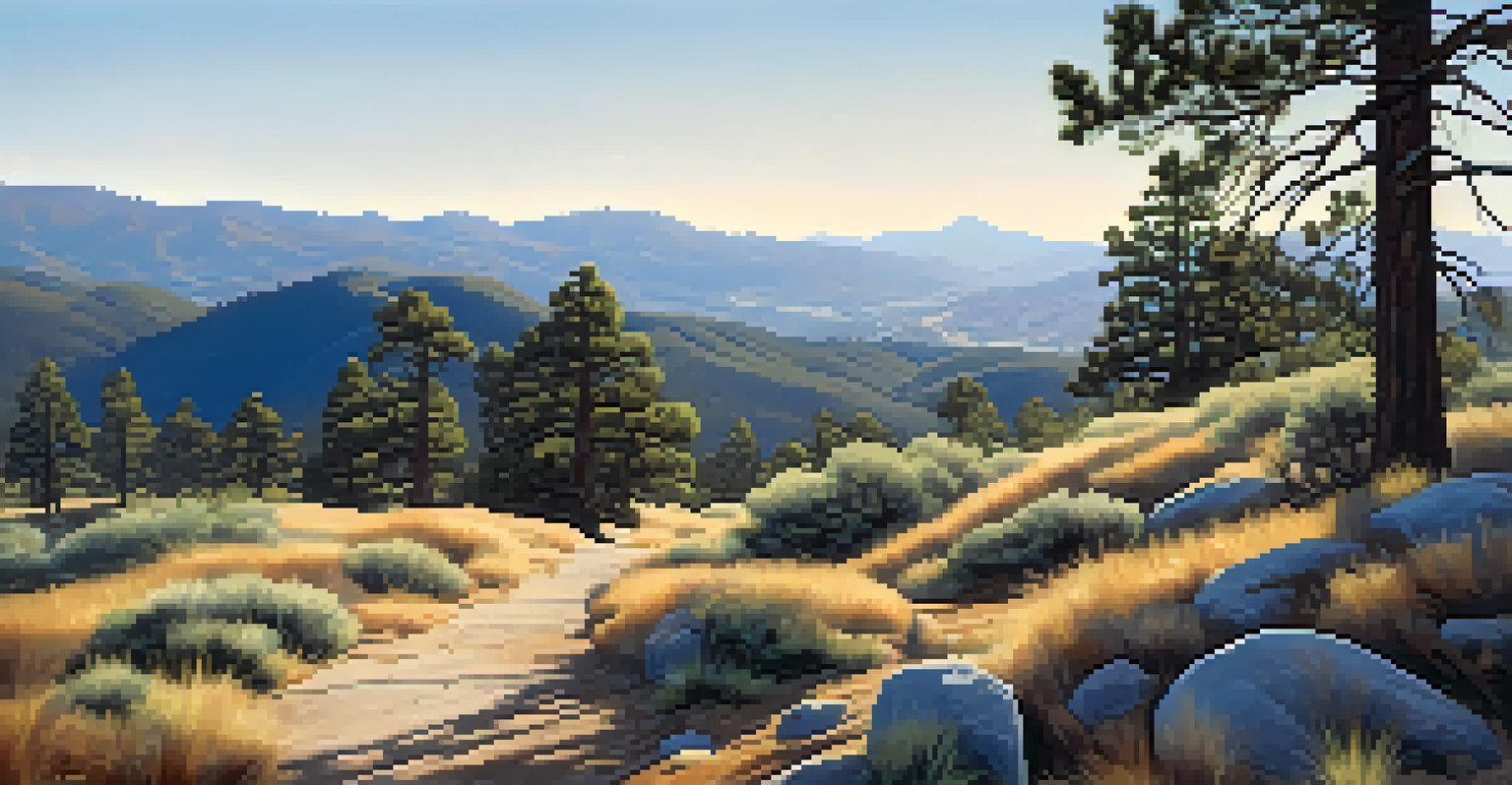 A peaceful hiking trail in Cuyamaca Rancho State Park, leading to a stunning mountain view.