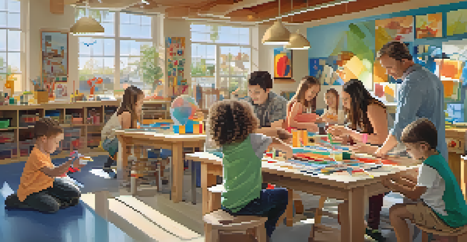 Families participate in a creative art workshop at the museum, working together on colorful projects in a bright room.