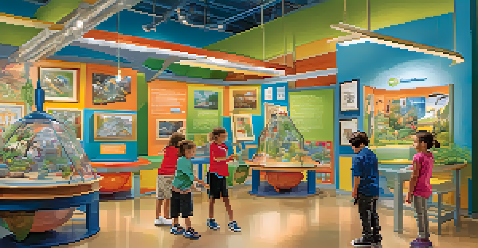 A family enjoying hands-on exhibits at the San Diego Children’s Discovery Museum, with children interacting and parents watching.
