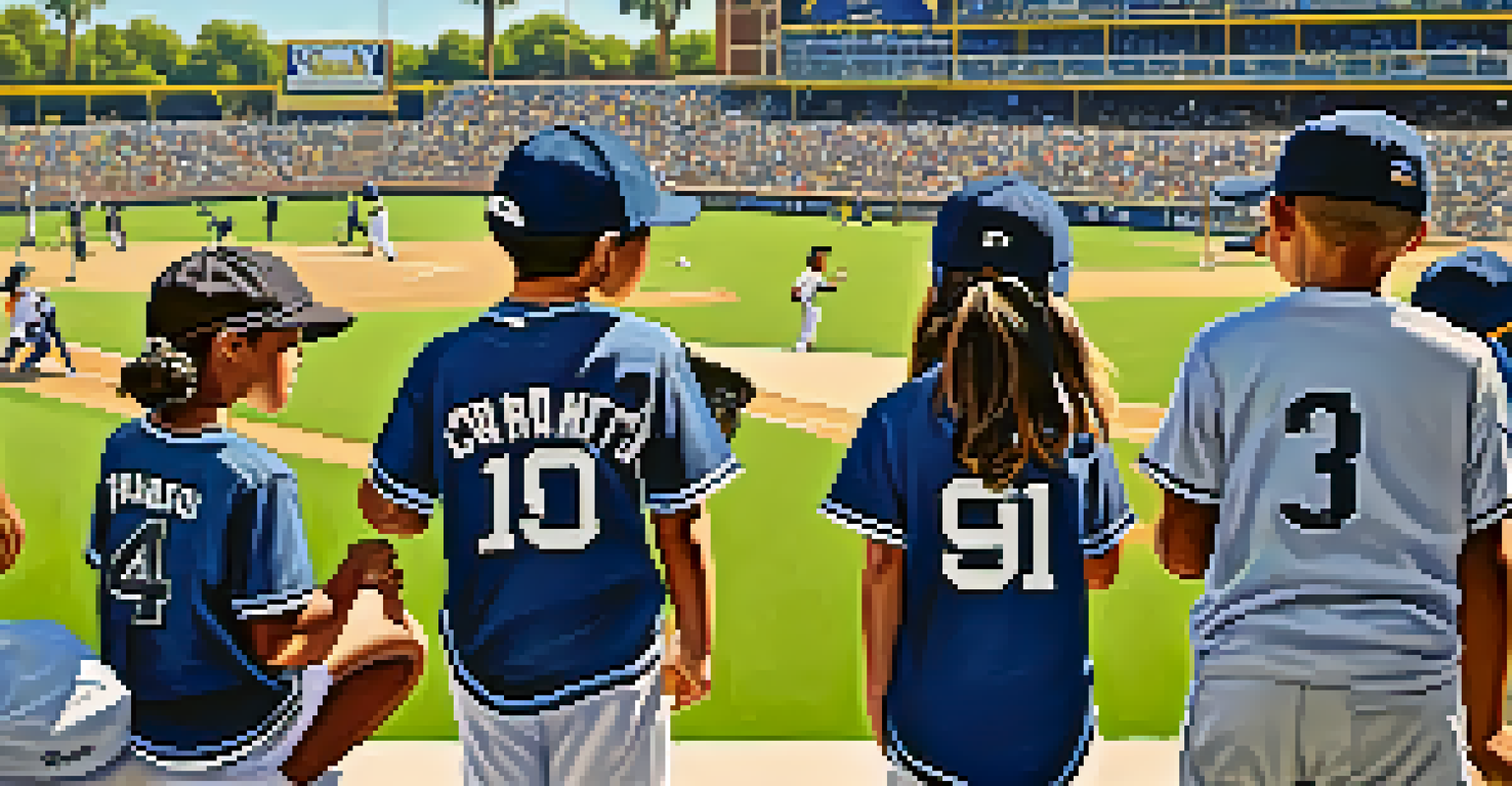 San Diego Padres players engaging with local youth during a community event in a sunny park.