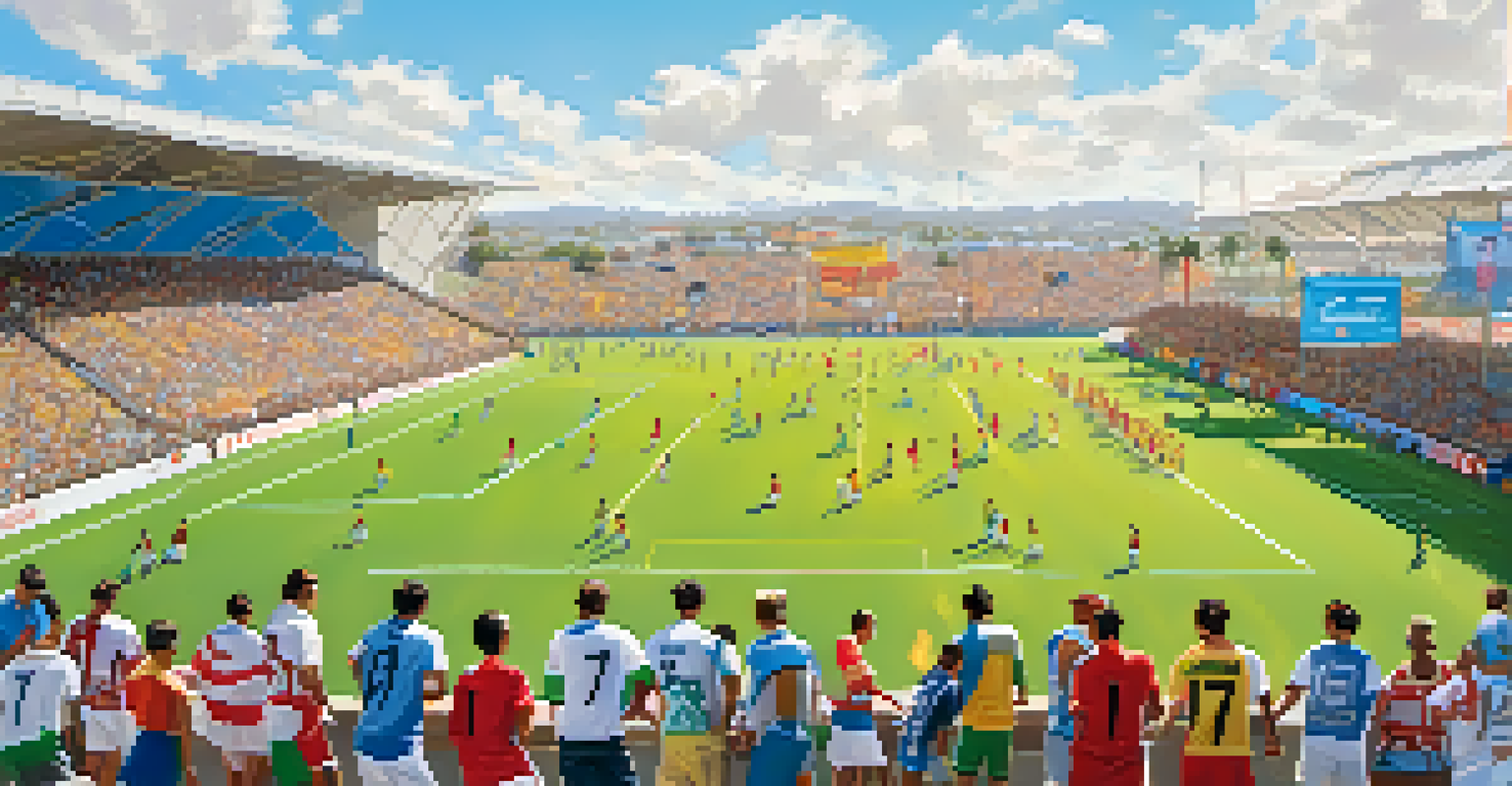 Teams competing at the San Diego International Soccer Festival on a sunny day, surrounded by enthusiastic spectators and food stalls.