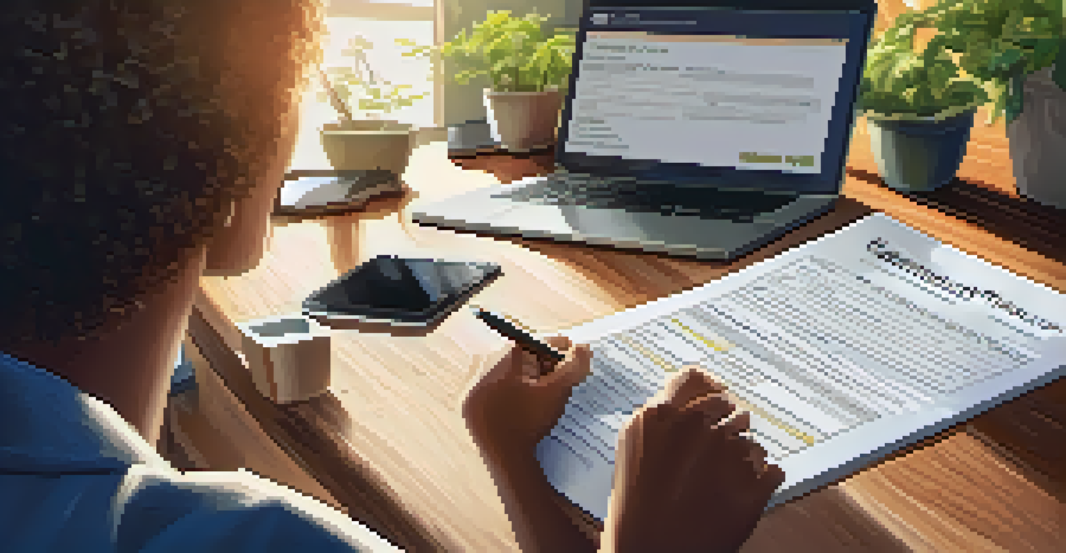 A volunteer focused on filling out nonprofit grant applications at a desk, with a laptop and motivational quotes in the background.