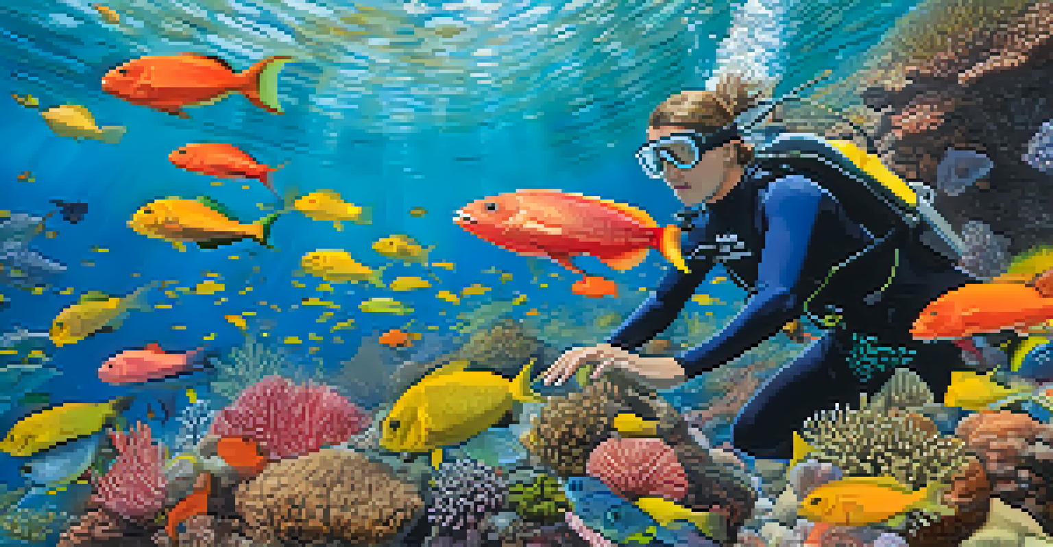 A snorkeler in a wetsuit surrounded by colorful fish and corals in La Jolla's underwater ecosystem.