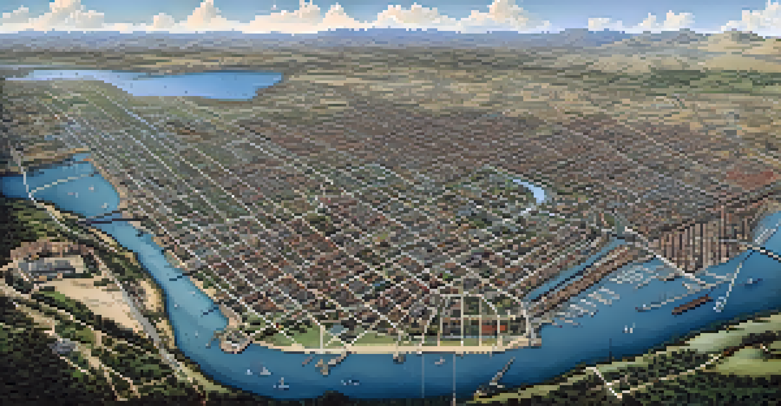 An illustrated historical map from the 1860s of Alonzo Horton's vision for New Town in San Diego, showing streets and parks.