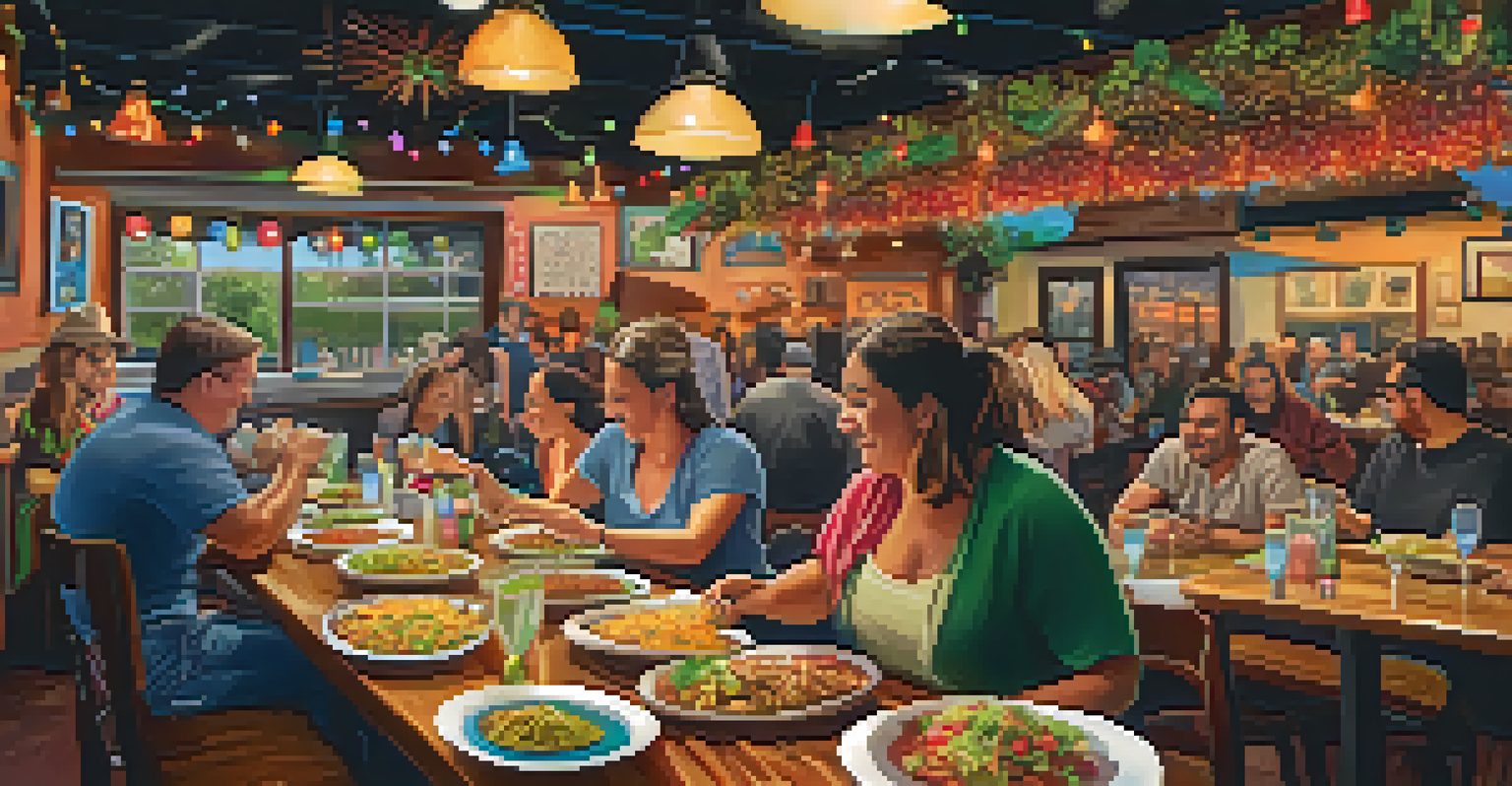 A bustling taco night event in San Diego, featuring diners enjoying gourmet tacos and a vibrant restaurant atmosphere with colorful decorations.