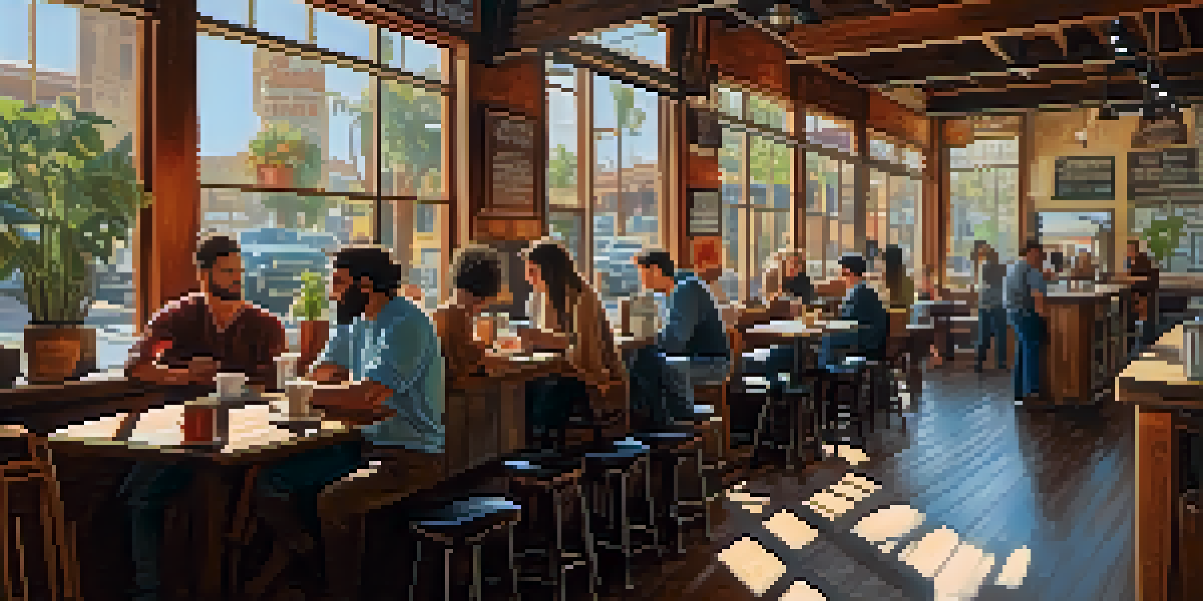A warm and inviting café interior in San Diego, with people enjoying coffee and a barista at work.