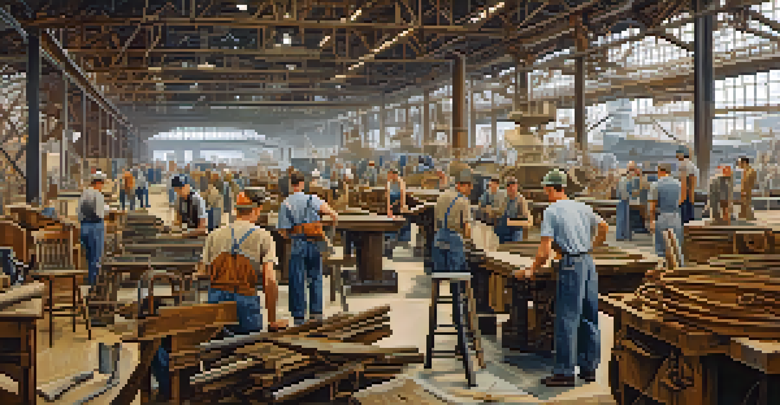 A busy shipyard in San Diego during World War II, featuring workers building warships, with tools and materials visible.
