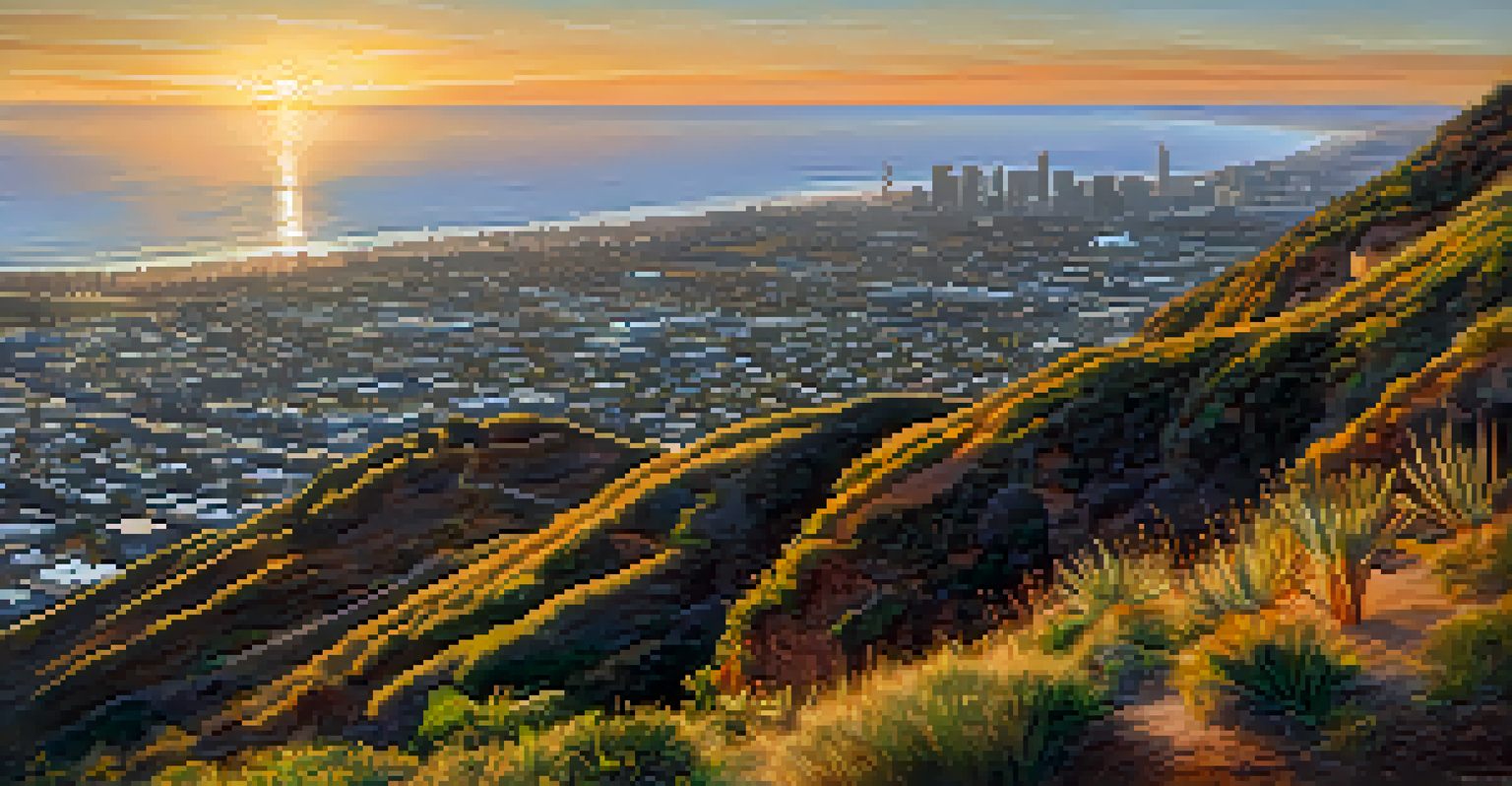 A panoramic sunrise view from Mount Soledad overlooking San Diego and the Pacific Ocean.