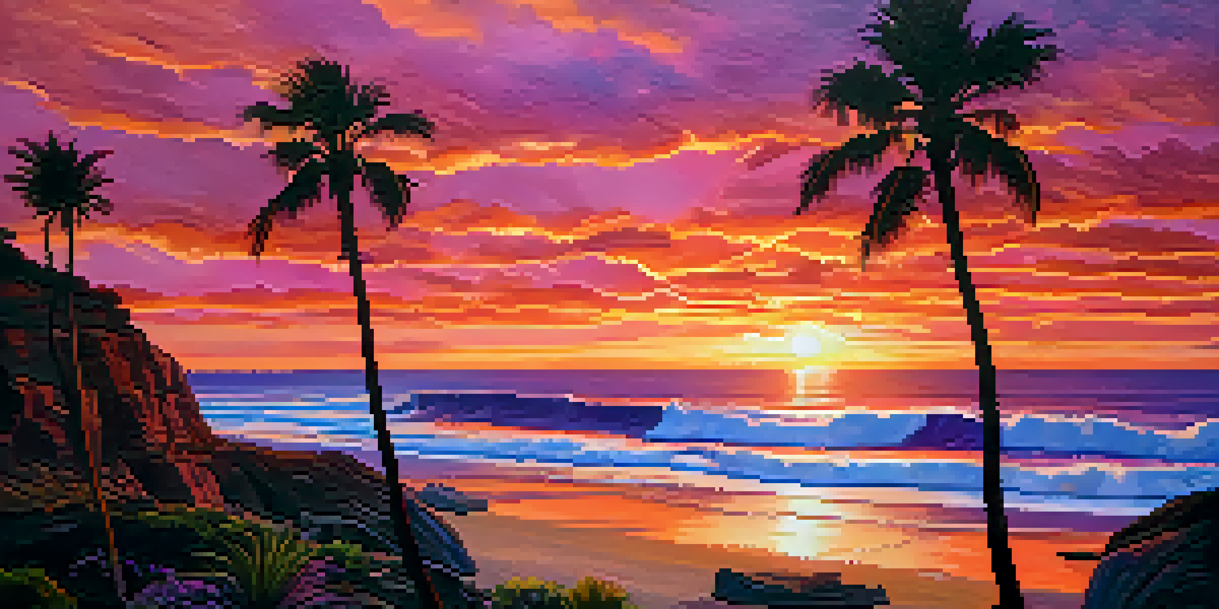 A stunning sunset at Sunset Cliffs with vibrant colors in the sky and ocean waves crashing against the rocks.