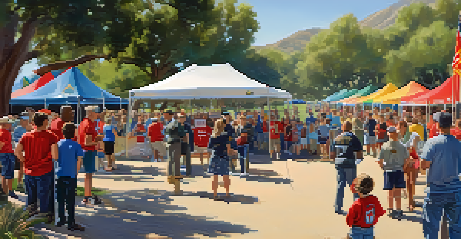 A community event at Camp Pendleton with Marines engaging with local families in a park.